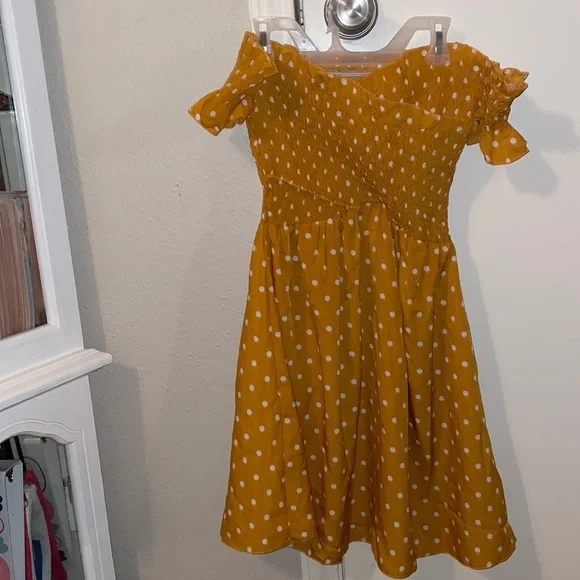 SHEIN | Dresses | Mustard Yellow And White Polka Dot Cross Over Dress | Poshmark SHEIN | Dresses | Mustard Yellow And White Polka Dot Cross Over Dress | Poshmark